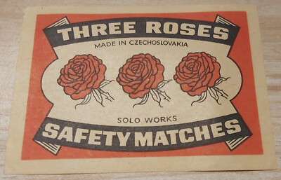 THREE ROSES  MADE IN CZECHOSLOVAKIA SOLO WORKS SAFETY MATCHES
