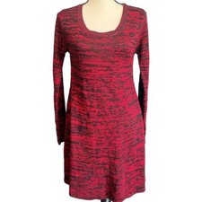 Bobbie Brooks Long Sleeve Red & Black Knit Dress Women's Small