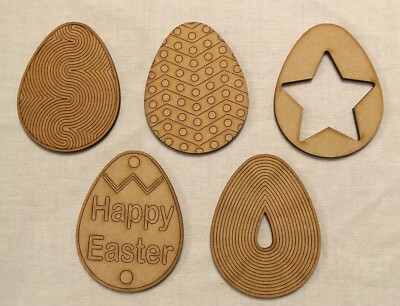 5x Ostereier 90 mm hoch. Laser MDF Basteln.  Deko Aufnäher, Malerei, Kunst &