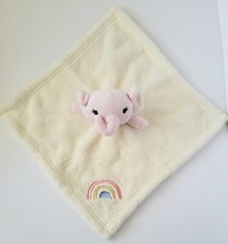 SANDY AND SIMON CREAM PINK PLUSH ELEPHANT LOVEY RAINBOW SECURITY BLANKET