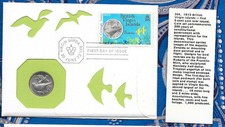 British Virgin Islands 1973 5 Cents UNC & FDI Stamped Envelope w/info card