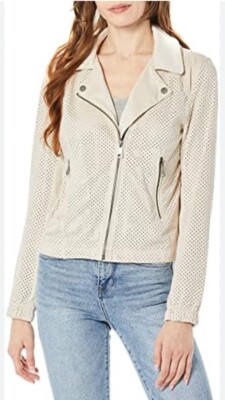 VIGOSS NEW Women's Perforated Faux Suede Motorcycle Jacket  Size M