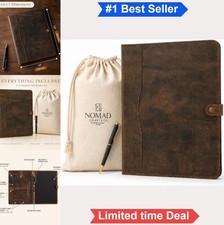 Leather Padfolio Portfolio Binder With Pen Legal Pad Holder Brown Buffalo