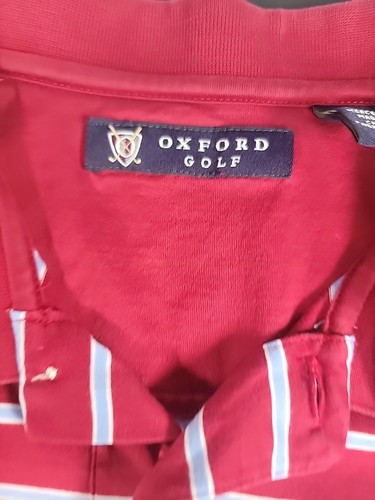 Oxford Golf Polo Shirt Striped Red Golfing Sz Large Champions Golf Club Houston - Picture 4 of 13