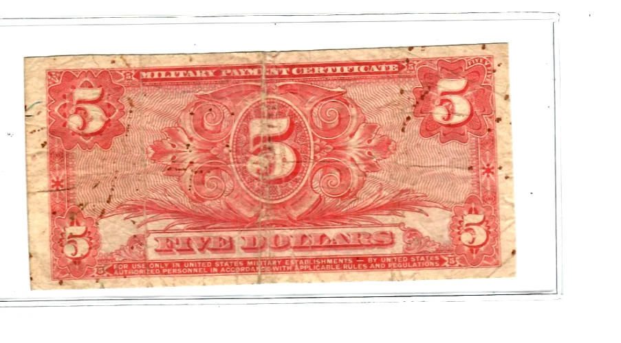 $5 "MILITARY PAYMENT" (SERIES 611) "SUPER RARE" (SERIES 611) $5  NICE NOTE!!!!!! - Image 3 of 3