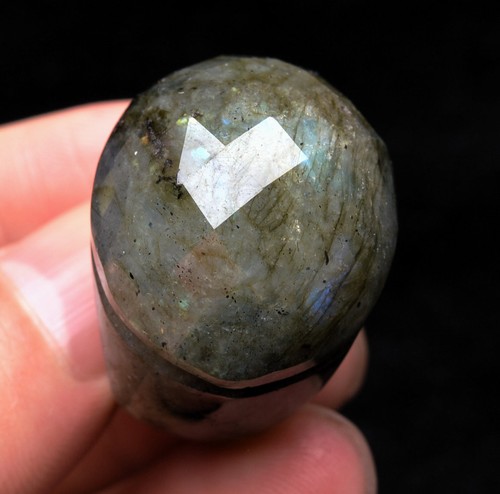 Anillo ajustable de cuarzo cristal claro azul labradorita natural de 19,6 g AAAA - Imagen 2 de 6