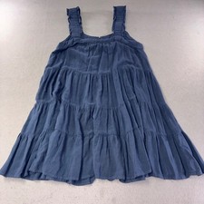 Shinestar Mini Dress Women Small Blue Tiered Ruffle Strap Babydoll