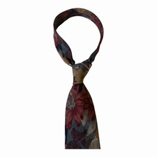 Nordstrom Hand-Sewn in Italy Abstract Floral Silk Tie   Burgundy, Navy  Taupe
