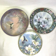 Lot Of 3 Vintage Hummingbird Decor Collectible Plates: L.Liu, C.Nelson, L.Martin