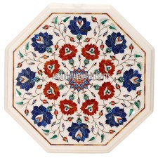 Tavolino da caffè in marmo bianco fatto a mano arte Pietradura lusso arredo camera