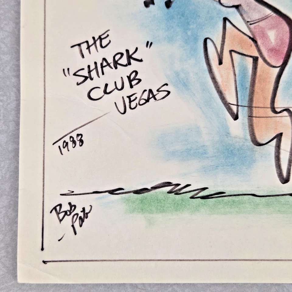 Vintage Tracy Loose in Las Vegas 1988 Caricature Pastel Drawing 12x16 Signed - Image 2 of 4