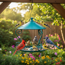 Metal Bird Feeder for Birdwatchers - Compact Multi-Port Design with Durable Gree