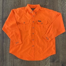Remington Mens Blaze Orange Button-Up Long Sleeve Shirt Size 2XL