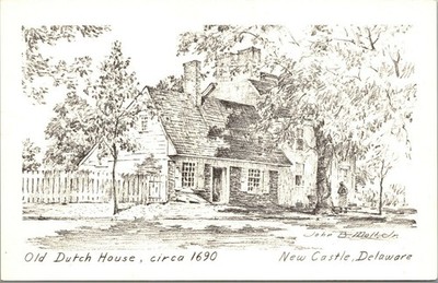 Vtg Dutch House New Castle DE Artist Signed John Moll Jr Exterior Postcard