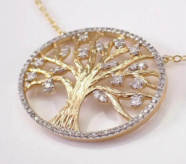 Alternate view of 1ct Round Cut Real Moissanite Women's Tree Life Pendant 14k White Gold Plated