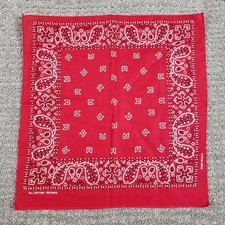 Vintage Bandana Red Paisley Selvedge Made in USA All Cotton 17x16.5 Handkerchief
