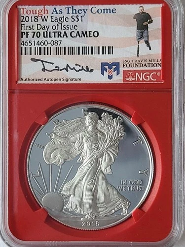 2018 W 1ST DAY ISSUE SILVER EAGLE, NGC PF70  ULTRA CAMEO