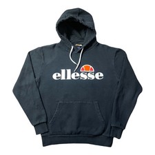 ELLESSE Spellout Logo Womens Hoodie Sweater Jumper UK 10 US Medium Black Cotton