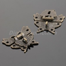 Vintage Butterfly Rustic Wodden Case Clasp Hasp Latch Jewelry Box Catch 50 43mm