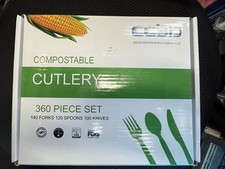 Extra Heavyduty Compostable Cutlery Set - 360 Count Disposable Utensils