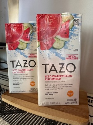 Tazo Iced Watermelon Cucumber 32oz (2Pack) Iced Tea Drink Mix NEW Exp 9/06/2026