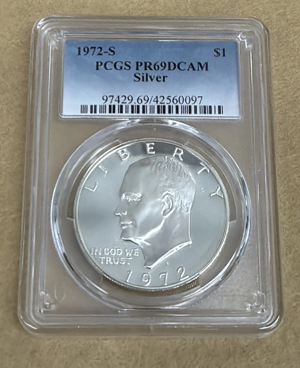 PCGS Certified PR 69 Graded 1972 Eisenhower Dollars (1971-1978
