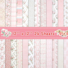 24 Sheets Scrapbook Paper 12X12 Inch Pink Floral Scrapbooking Paper Double-Sided