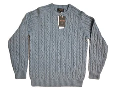 BEAMS B Cable Crew Neck Knit Sweater Sweater Color SAX Size L NWT