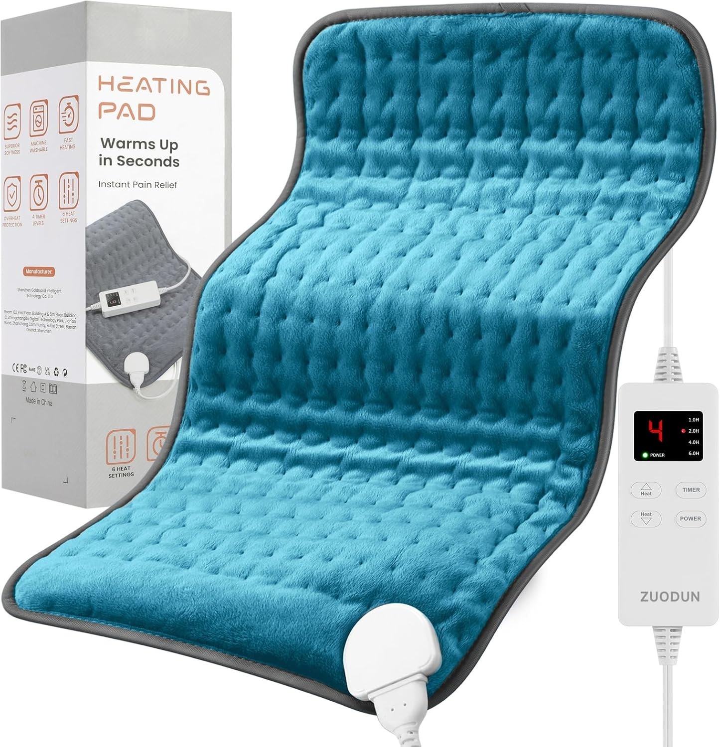 Electric Heating Pad for Back and Shoulder Pain Relief, Soft Heat Blanket wit...