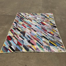 Vintage All Hand stitched Quilt, 7 In Squares Of Vintage Fabric, Gorgeous Clean