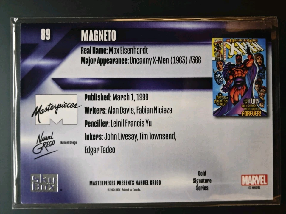 2024Skybox Masterpieces Nahuel Grego #89 Magneto Gold Signature Series Level 4 - Image 2 of 2