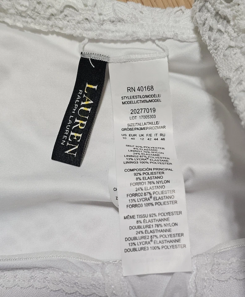 Nuevo sin etiquetas Traje de baño de una pieza Lauren Ralph Lauren Crochet Volantes Fuera del Hombro Foto 3 de 4