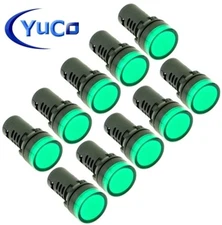 YuCo YC-22G-1 22MM LED PANEL MOUNT INDICATOR LAMP GREEN 24V AC/DC