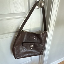Kate Spade New York Brown Shoulder Bag Medium Zip Green Lined Pockets Gold