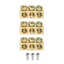 3 Pack Terminal Ground Bar 3 Positions M4 20x5.5x7.5mm Screw Block with M4 Screw