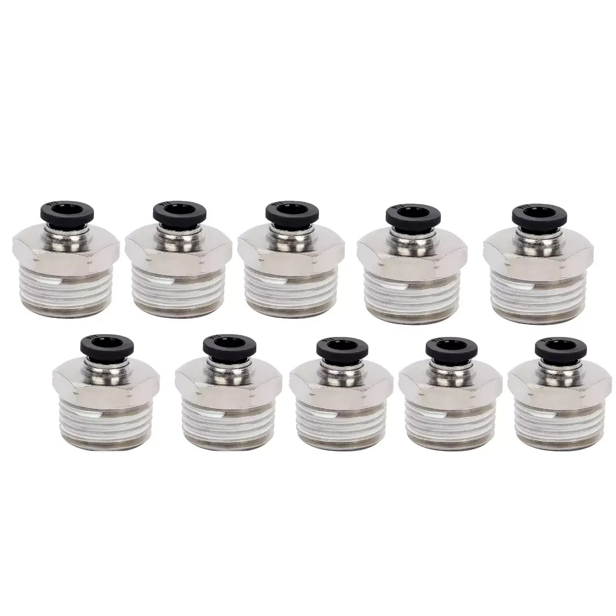 Male Straight 1/4" Tube OD x 1/2" NPT Thread Push to Connect Tube Fitting 10Pcs