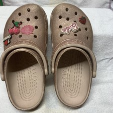 Crocs Pink Glitter Slip On Size 6