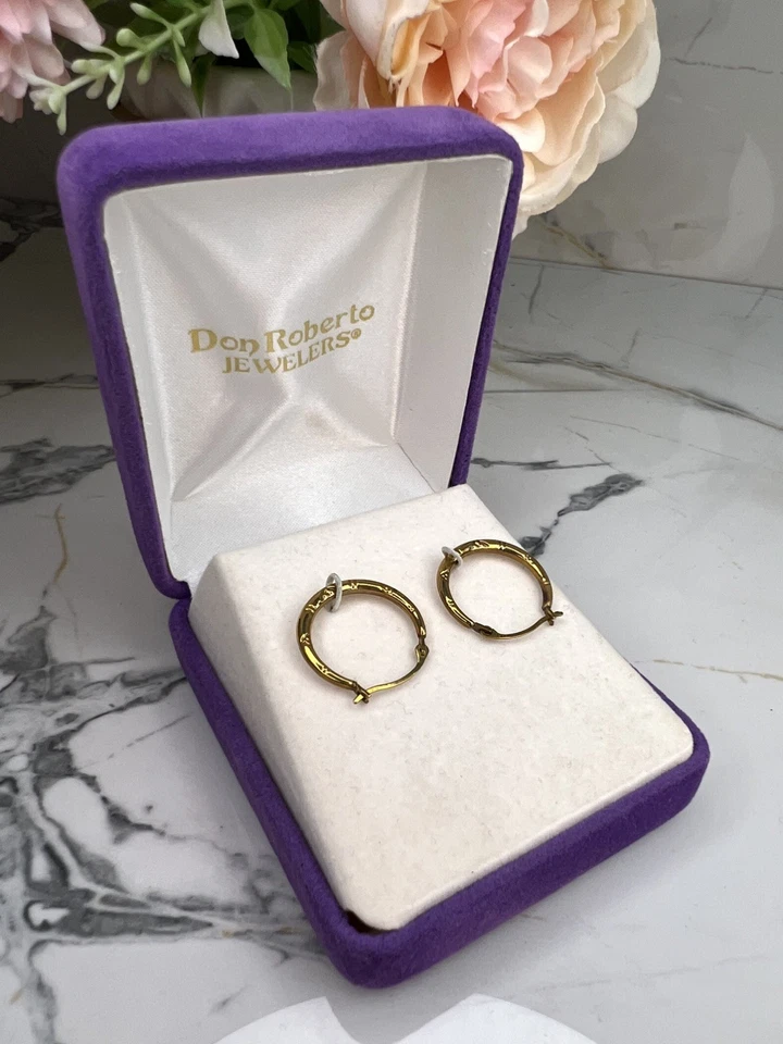 🎄Real Solid 10K Yellow Gold Beautiful loop earrings New in BOX GORGEOUS hoops - Image 3 of 4