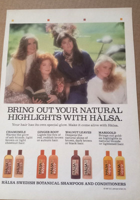 1988 ad page - SC Johnson Son Halsa hair Pretty girls shampoo PRINT ADVERTISING