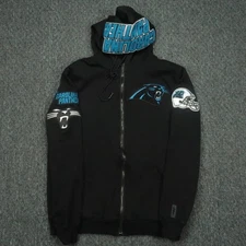 Carolina Panthers Hoodie Mens XL Black Pro Standard Full Zip Embroidered Luxury