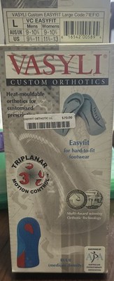 Vasyli Custom Easyfit ORTHOTICS INSOLE ARCH SUPPORT Heat Mouldable Large