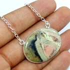 Bezel Outstanding Money Agate 925 Silver Plated Necklace 18" Most Beautiful GW
