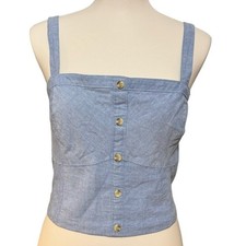 Abercrombie Fitch Blue Corset Bustier Crop Tank Top Size XL Festival Feminine