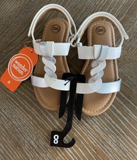 Wonder Nation Braid Strap Sandals Shoes Slide White Silver Toddler Girl Sz 8