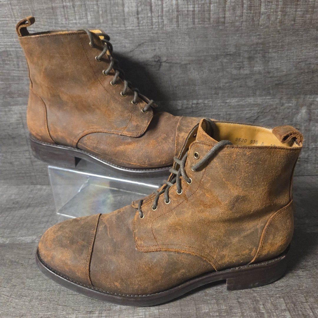 Taft 9520 Dragon Distressed suede Leather Cap Toe Boots Men's 10 England made