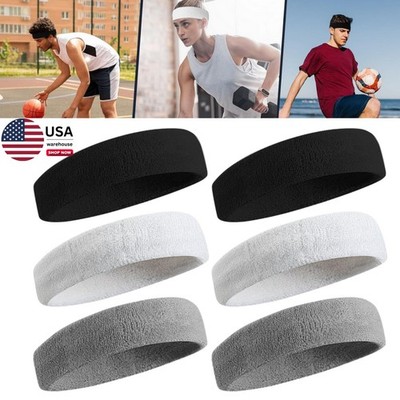 6× Sports Headband Yoga Gym Sweatband Women Men Hair Bands Head Sweat Band USA