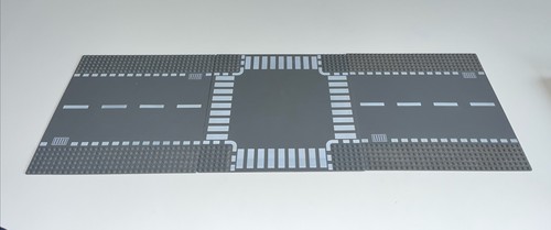 3 X Lego City Road Boards 32x32 Road Pieces Pedestrian Crossing Dark Grey