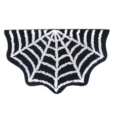 Black White Spider Web Gothic Bathroom Rug NonSlip Quick Dry 32x20 Inch