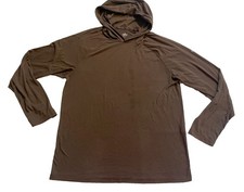 Alo Men Hoodie Long Sleeve Top Shirt Sweatshirt Activewear Pullover Brown Large