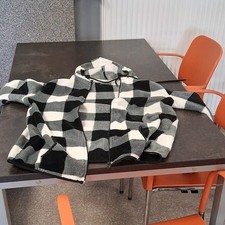 100% Damen Jacke L lang Baumwolle kariert sch...